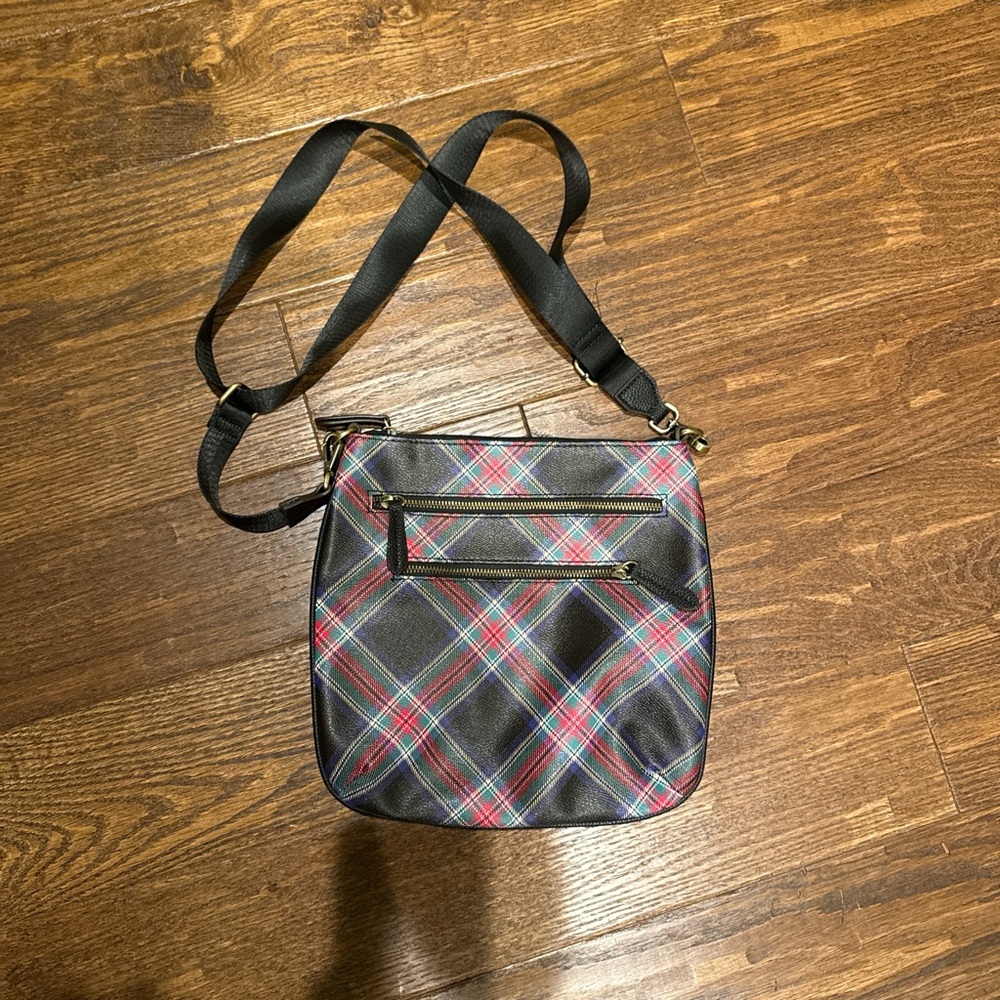 St. John's Bay Plaid Messenger Bag - Black and Pink